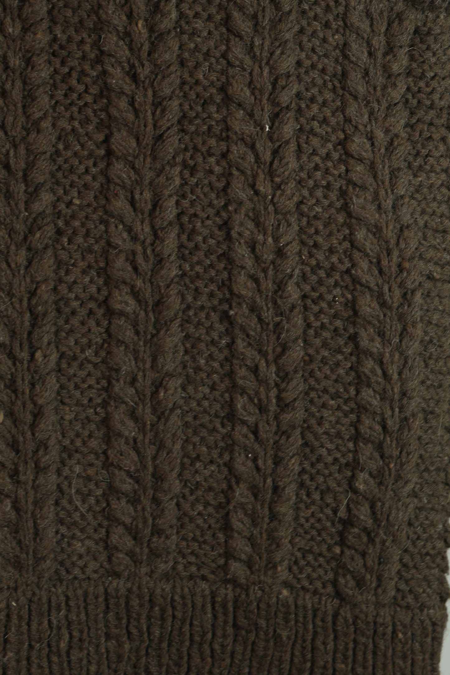 Handspun Cable Knit Wool Vest - Brown