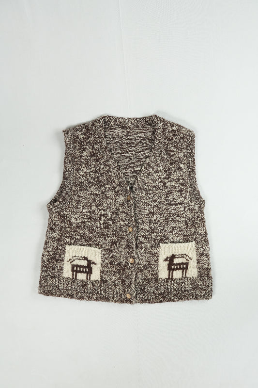 Melange Wool Cardigan Vest - Ibex