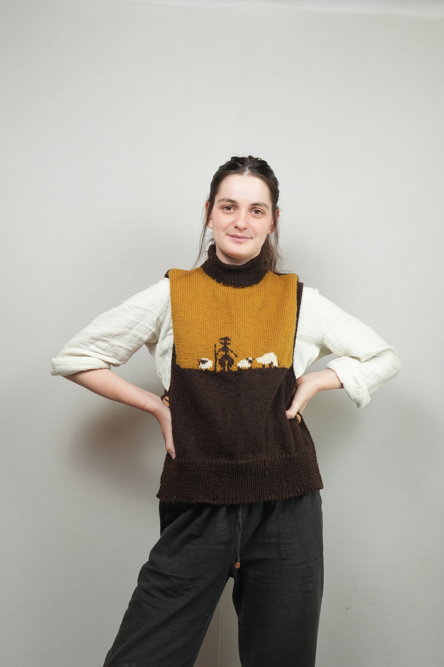 High Neck Wool Handknit Vest - Shepherd