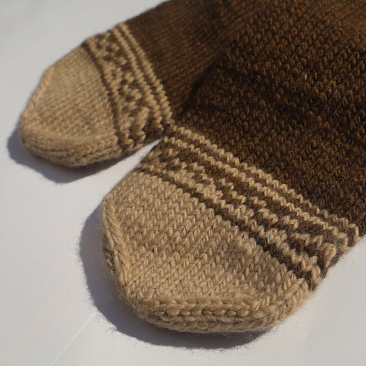 Hand-Knit Socks with Tribal Motifs - 100% Pure Merino Wool