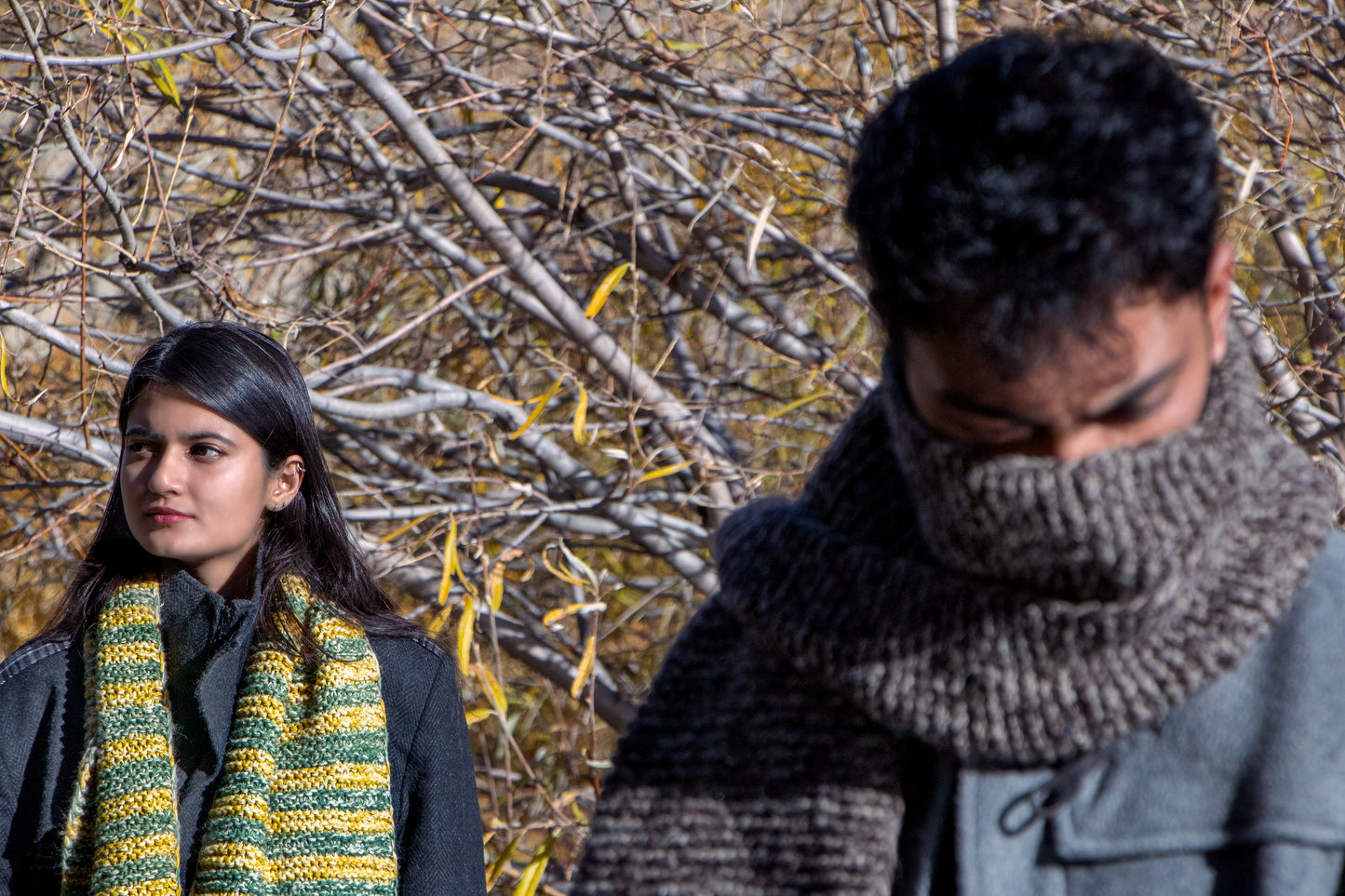 Meadow Green & Yellow Hand-Knit Muffler