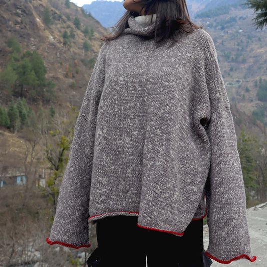 Crimson Bloom Oversized Sweater