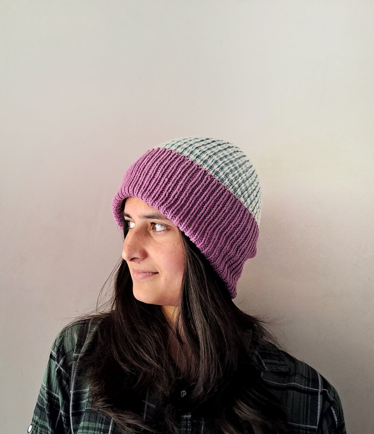 Cotton Rib Stripe Beanie - Shop@Woolknitters