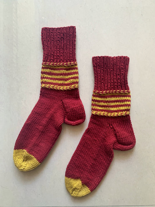 Braided stripe wool socks
