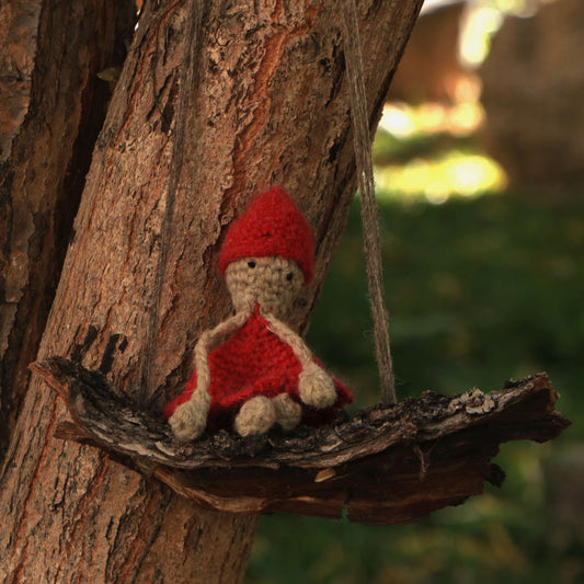 The Red Blossom Pahadi Girl Hand-Crochet Doll