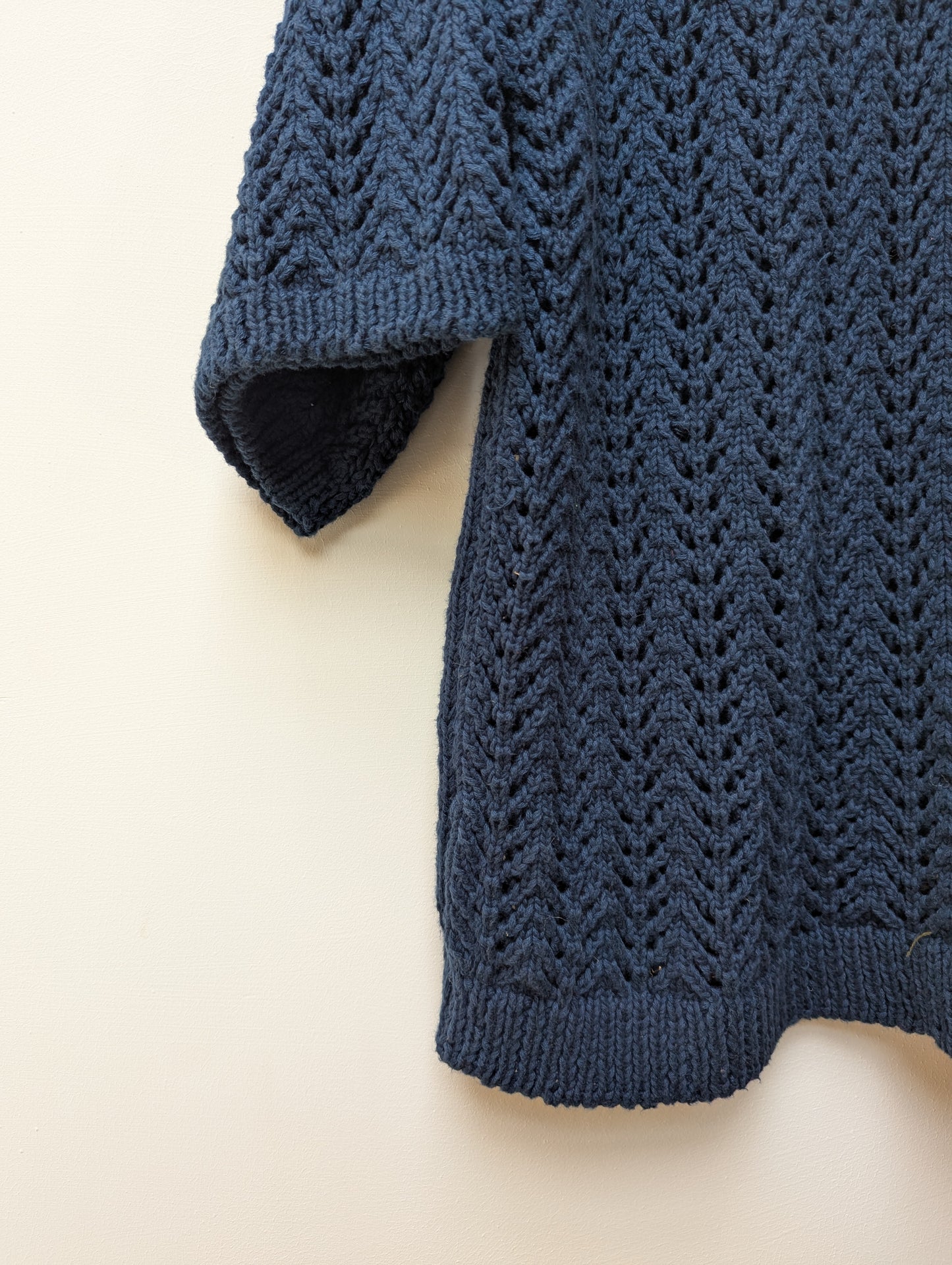 Knitted lace cotton overshirt left lower view – handloom cotton winter shirt left lower view