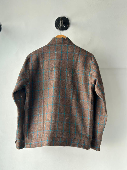 Women’s wool bomber jacket back view handwoven winter jacket