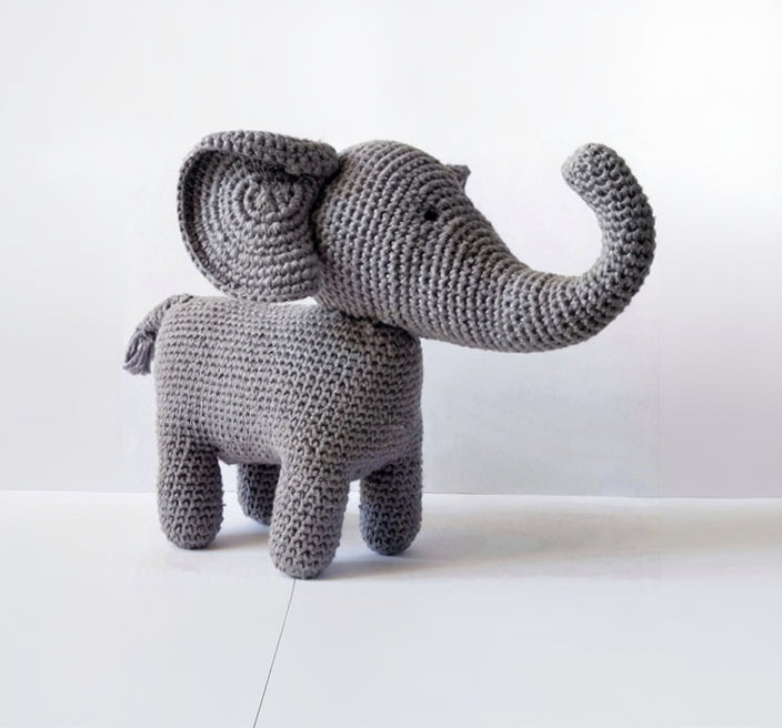 handmade cotton elephant eco souvenir crochet toy gray