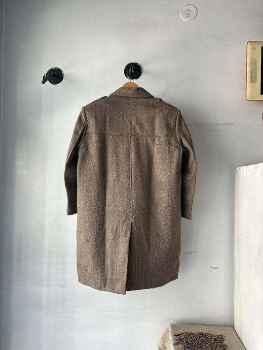 kaza handloom wool overcoat back view brown @woolknitters