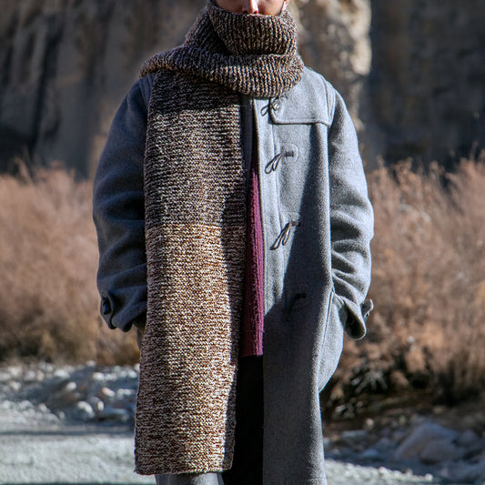 Earthy Brown Hand-Knit Muffler