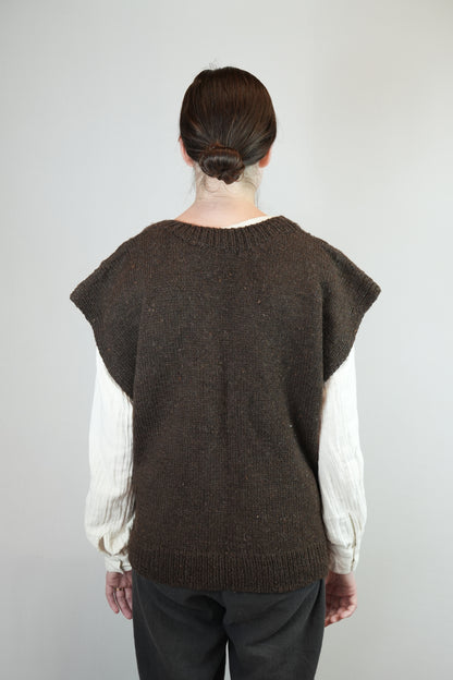 Himalayan Motif Tie-Side Wool Knit Vest