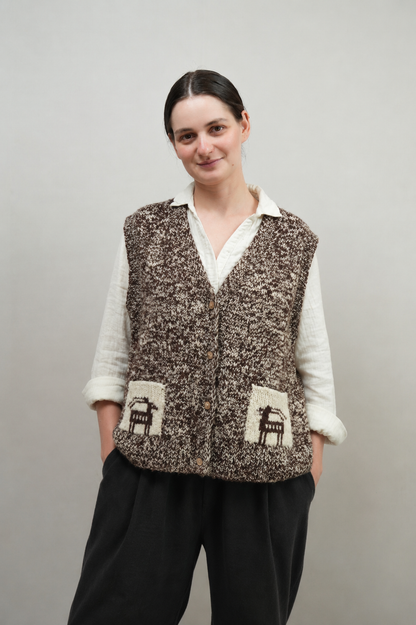 Melange Wool Cardigan Vest - Ibex