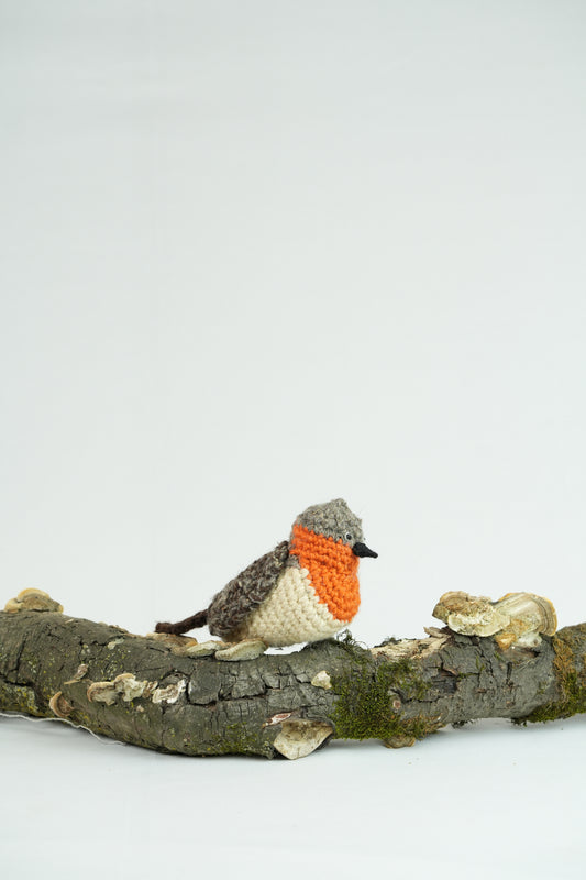 Red-throated Flycatcher - Himalayan Bird Hand-Crochet Toy