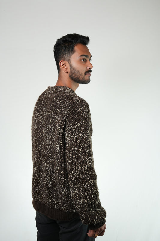 Pual Chunky Knit Jacket Brown Melange