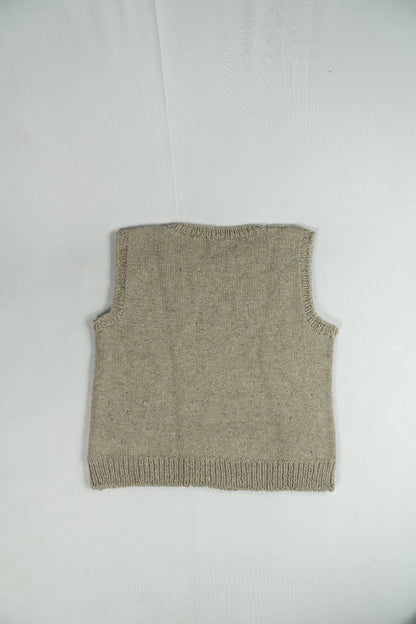 Handspun Cable Knit Wool Vest - Grey