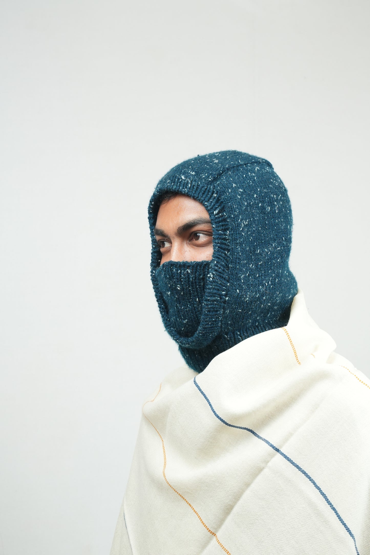 Wool Balaclava Hand-Knitted - Gray Melange