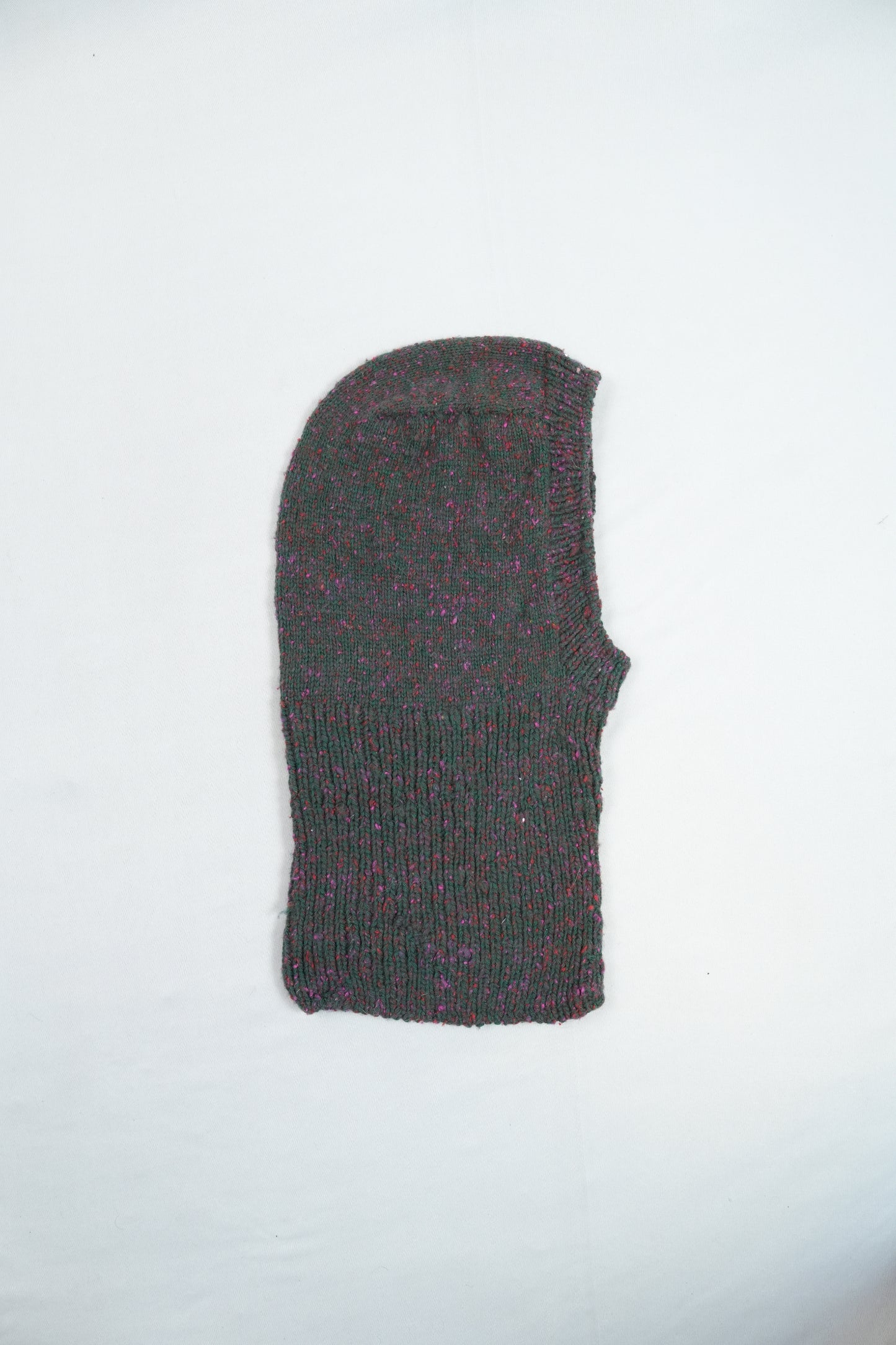 Wool Balaclava Hand-Knitted - Green Melange