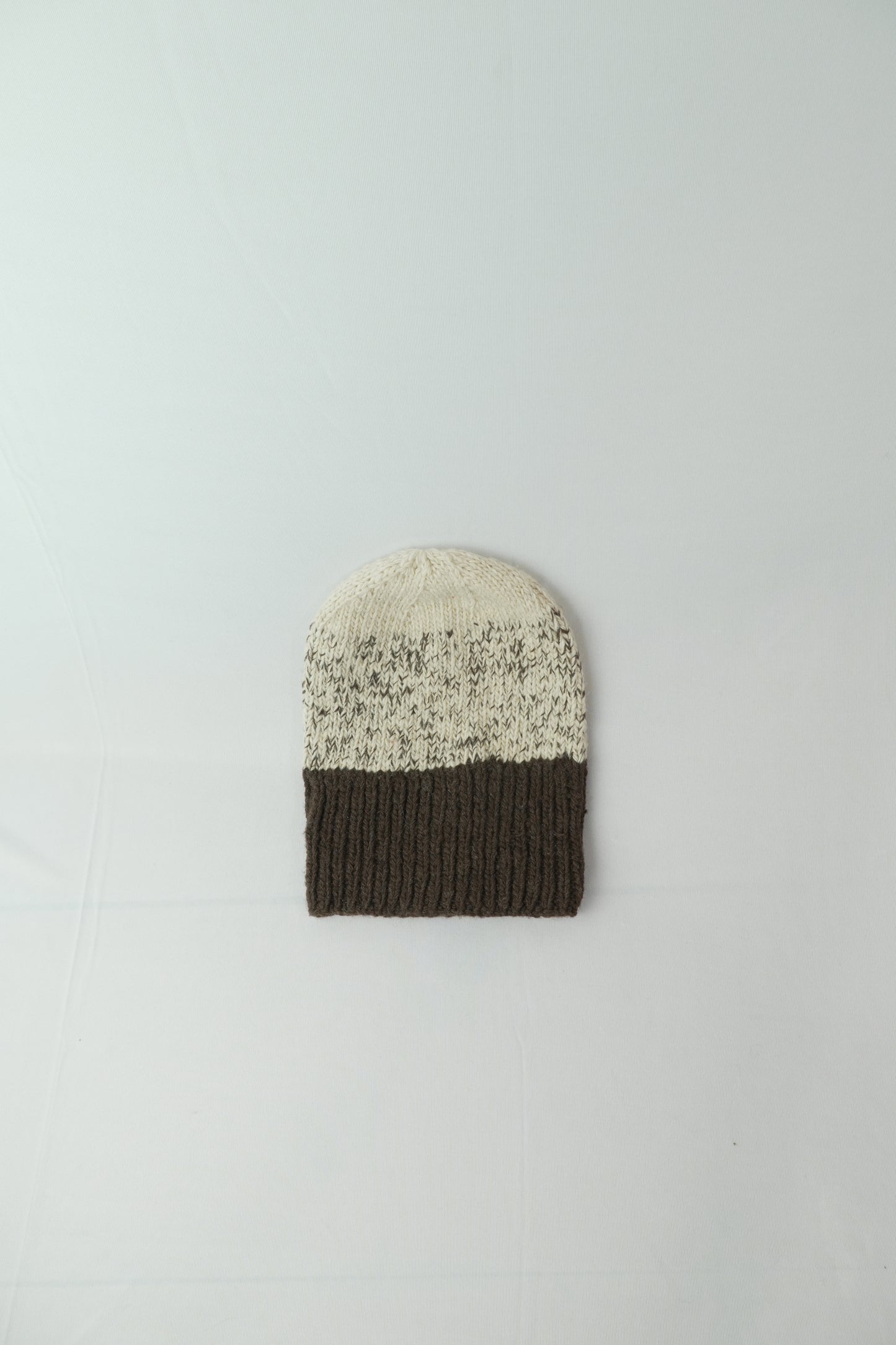 Hand-Knitted Wool Beanie - Brown Melange