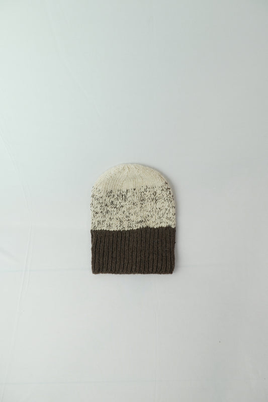 Hand-Knitted Wool Beanie - Brown Melange