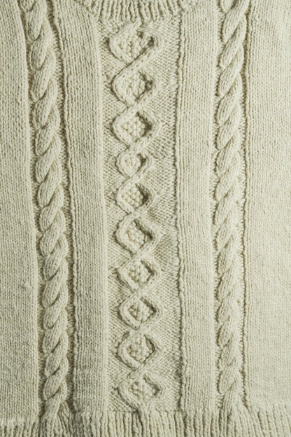 Handspun Cable Knit Wool Vest - Grey