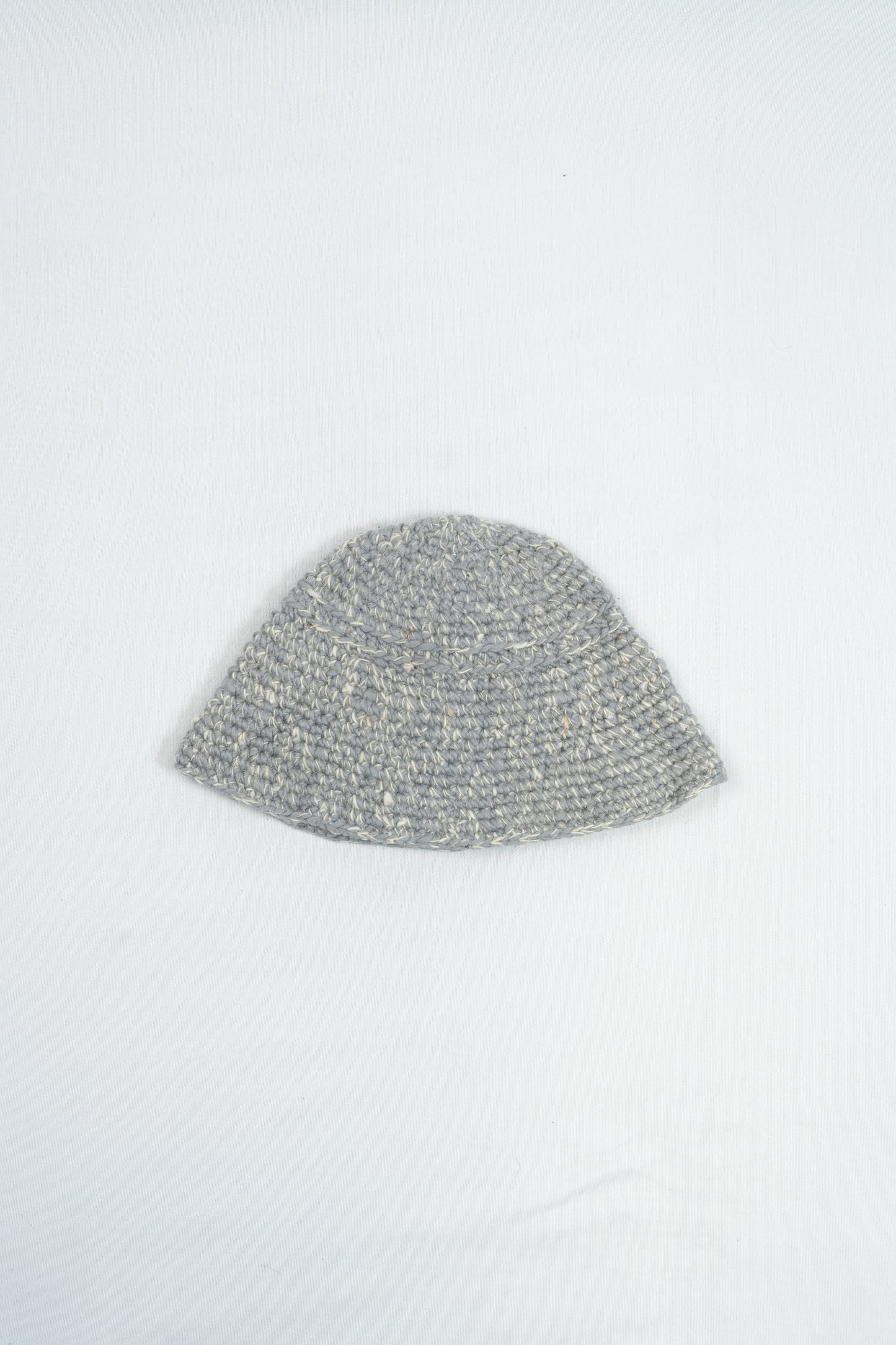 Hand-Crocheted Wool Bucket Hat - Grey
