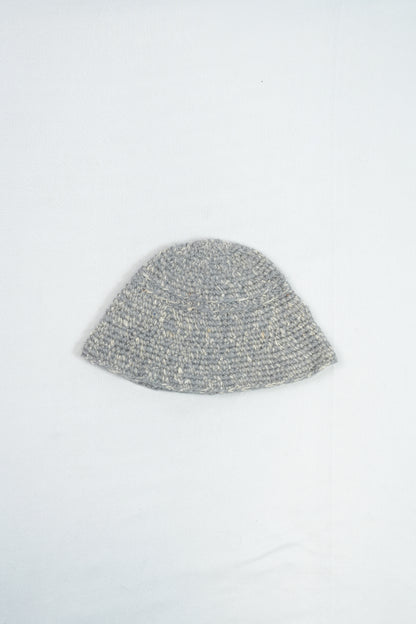 Hand-Crocheted Wool Bucket Hat - Grey