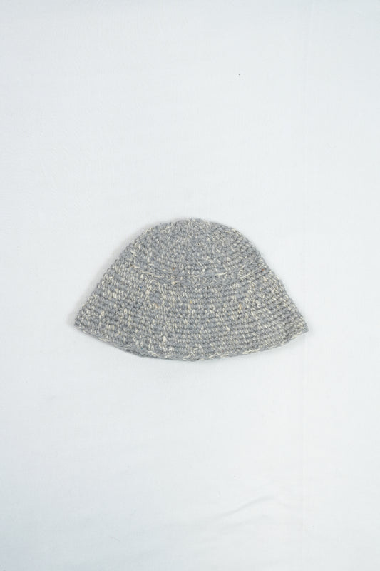 Hand-Crocheted Wool Bucket Hat - Grey