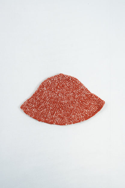 Hand-Crocheted Wool Bucket Hat - Sunset Orange