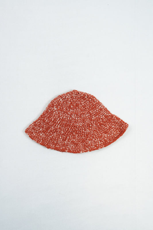 Hand-Crocheted Wool Bucket Hat - Sunset Orange