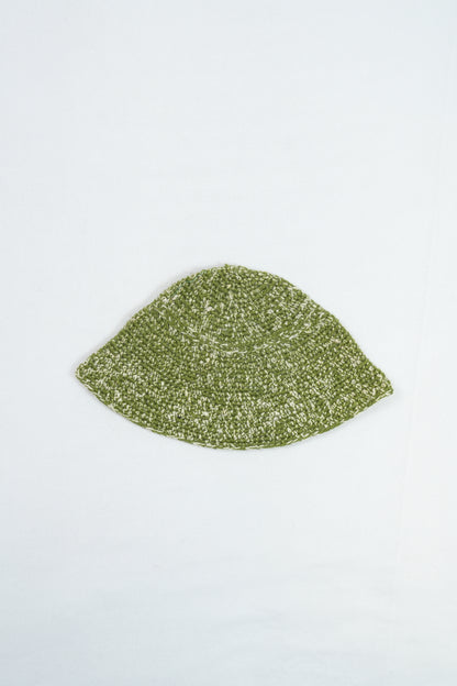 Hand-Crocheted Wool Bucket Hat - Olive