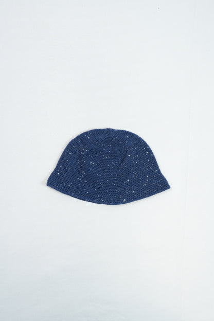 Hand-Crocheted Wool Bucket Hat - Indigo