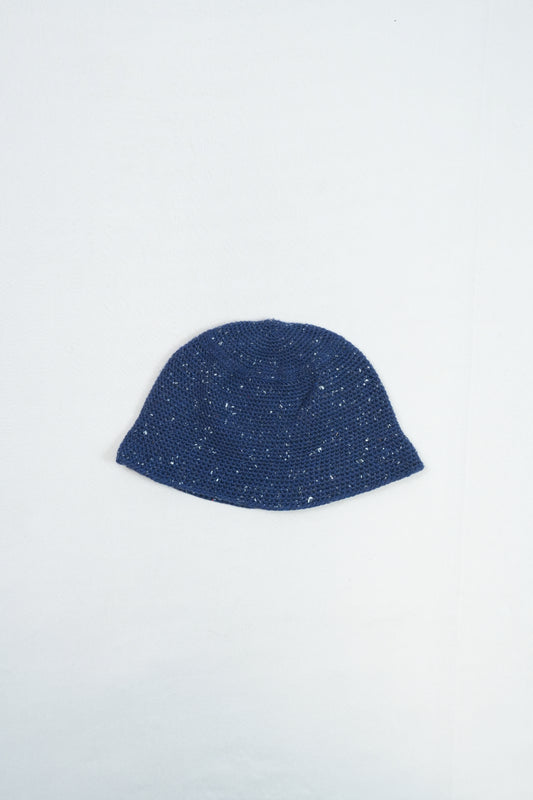 Hand-Crocheted Wool Bucket Hat - Indigo