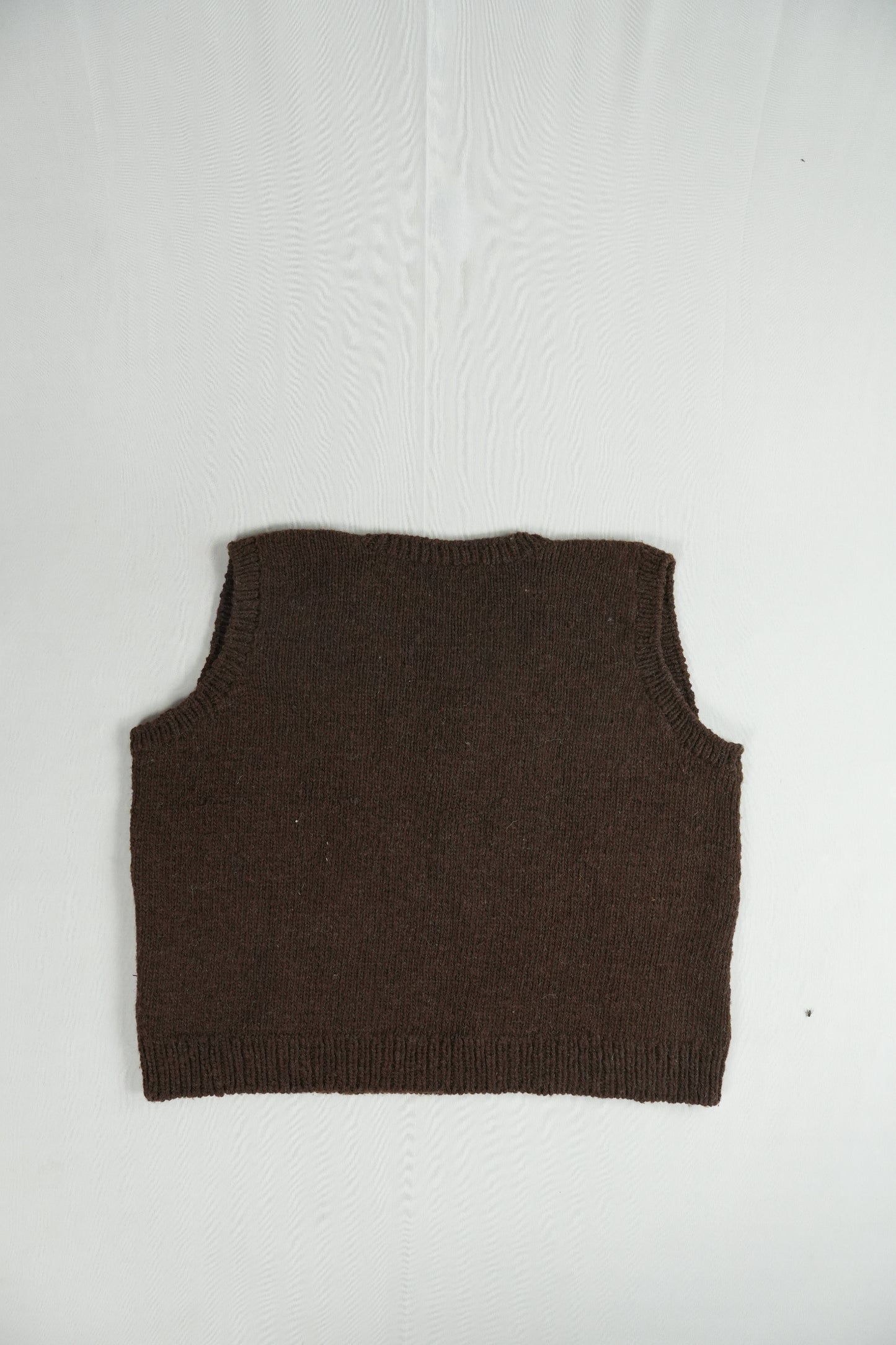 Handspun Cable Knit Wool Vest - Brown