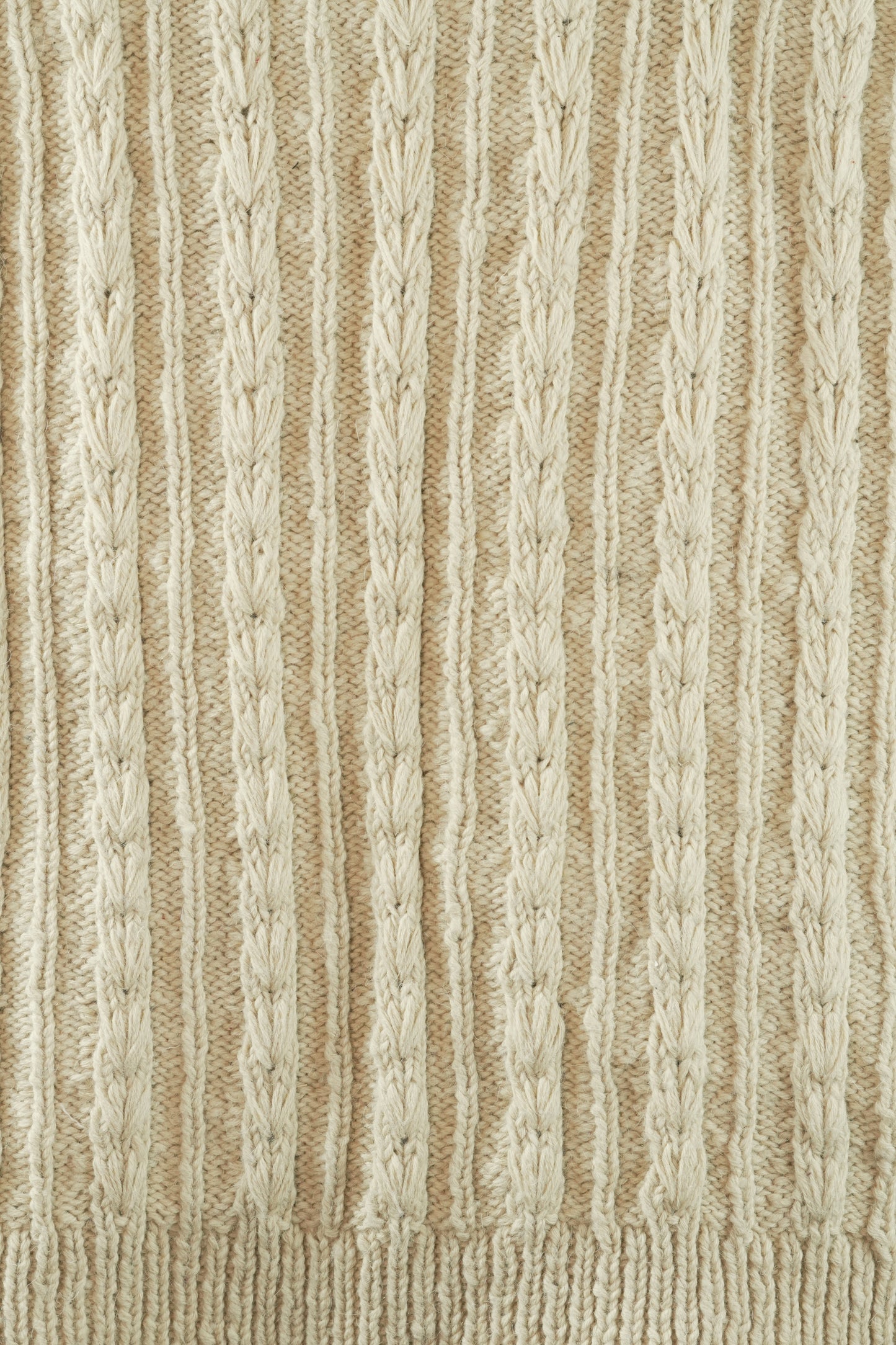Handspun Cable Knit Wool Vest - Off White