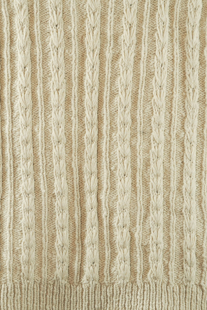 Handspun Cable Knit Wool Vest - Off White