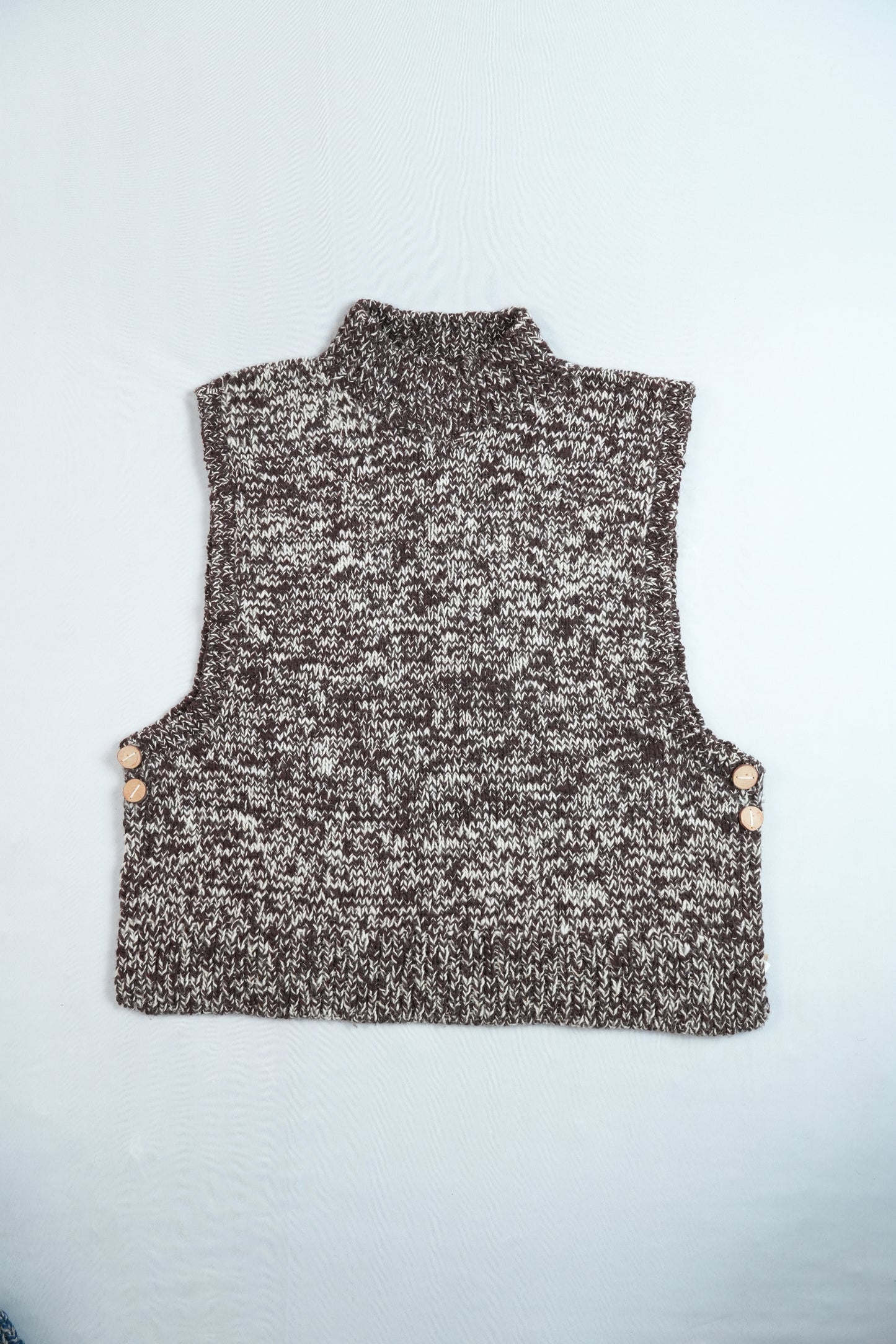 High Neck Wool Handknit Vest - Brown