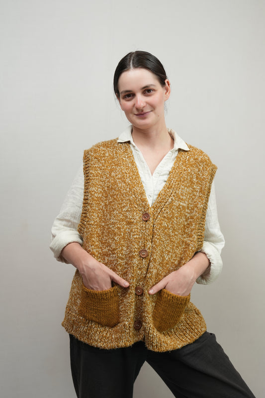 Melange Wool Cardigan Vest - Ibex