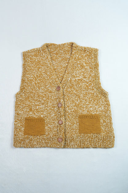 Melange Wool Cardigan Vest - Ochre