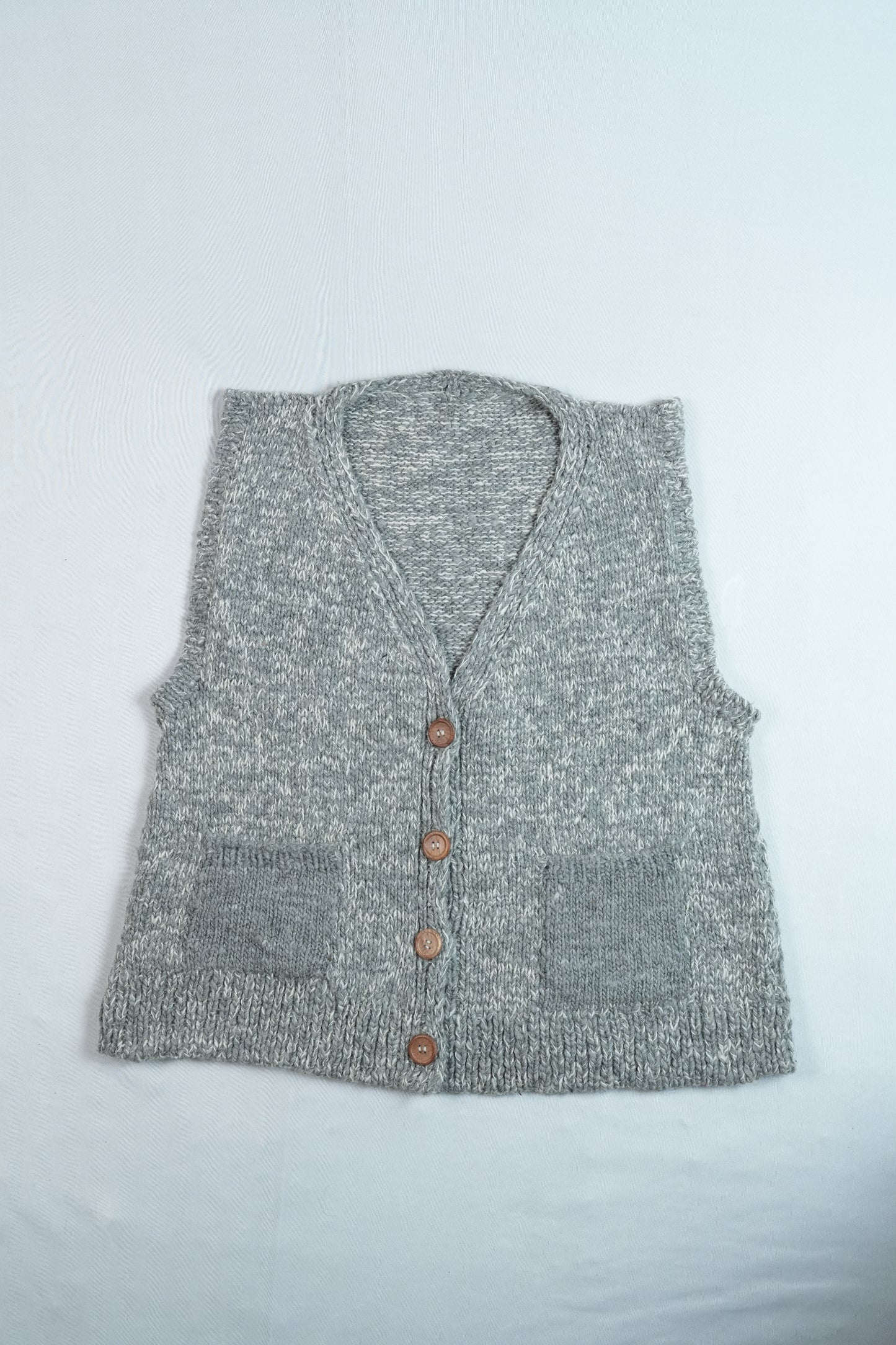 Melange Wool Cardigan Vest - Grey