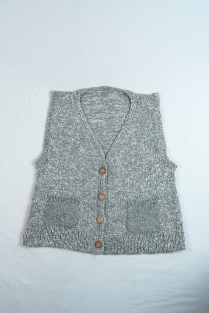 Melange Wool Cardigan Vest - Grey