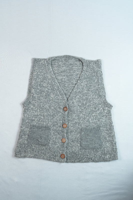 Melange Wool Cardigan Vest - Grey
