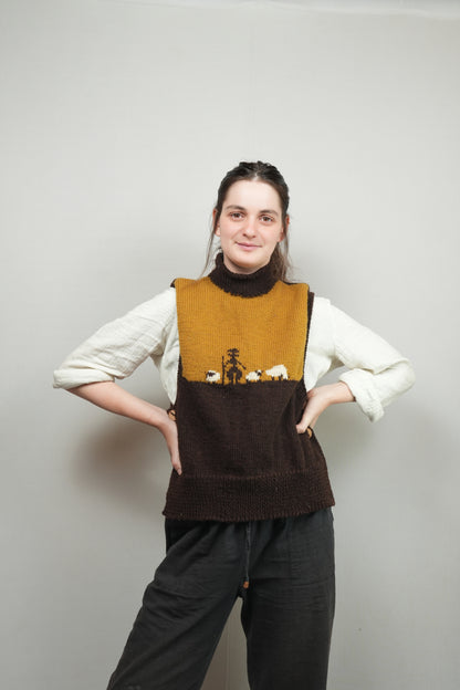 High Neck Wool Handknit Vest - Shepherd