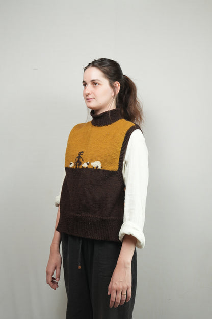 High Neck Wool Handknit Vest - Shepherd
