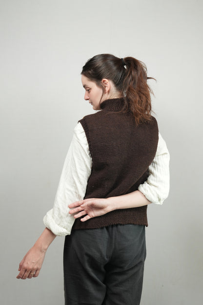 High Neck Wool Handknit Vest - Shepherd