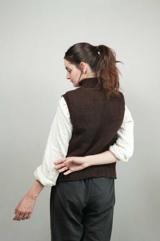 High Neck Wool Handknit Vest - Shepherd