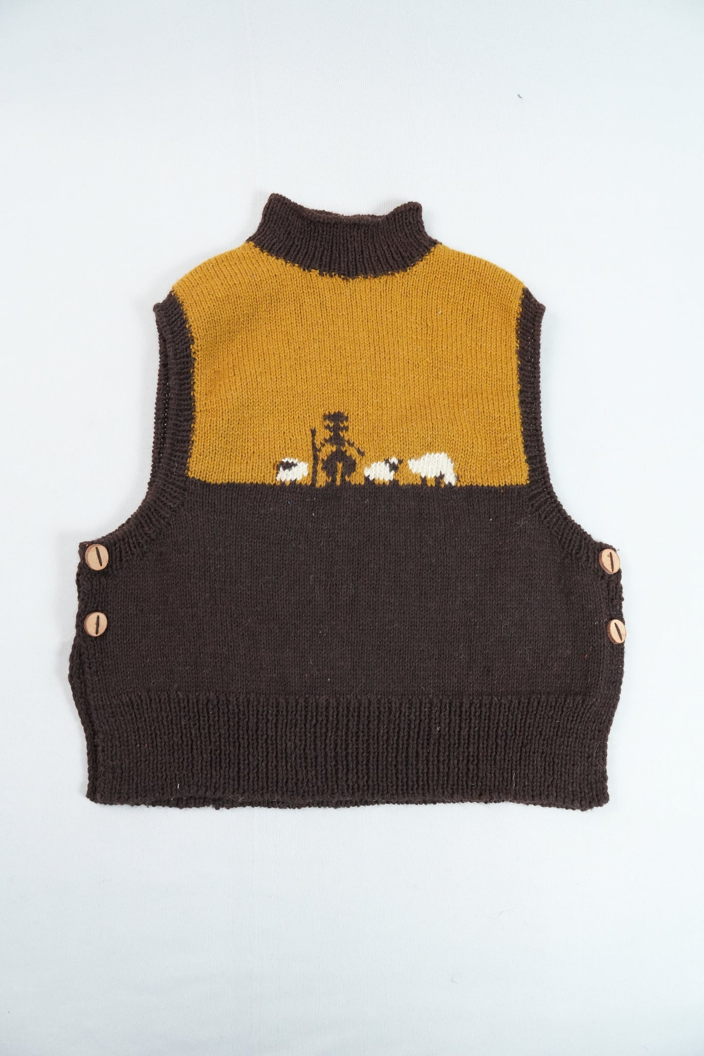 High Neck Wool Handknit Vest - Shepherd