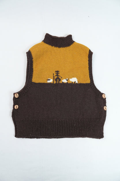 High Neck Wool Handknit Vest - Shepherd
