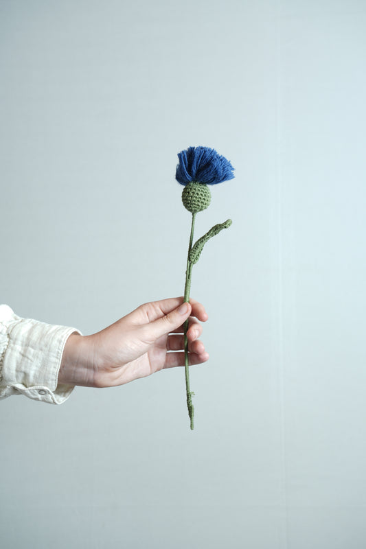 Blue Thistle Crochet Flower