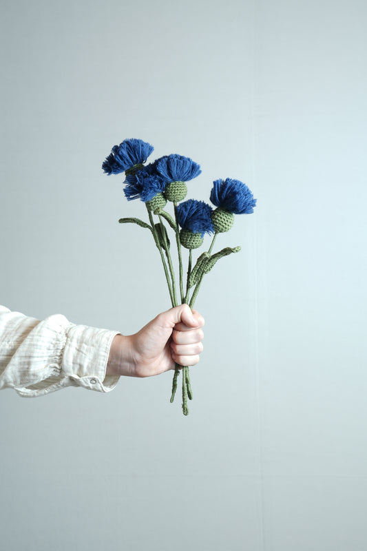 Blue Thistle Crochet Flower
