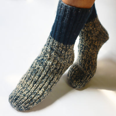 Hand-Knit Socks - Blended Desi Oon & Merino Wool, Sustainable & Cozy - Shop@Woolknitters